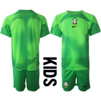 Brasilien Torwart Fußballbekleidung Auswärtstrikot Kinder WM 2022 Kurzarm (+ kurze hosen)